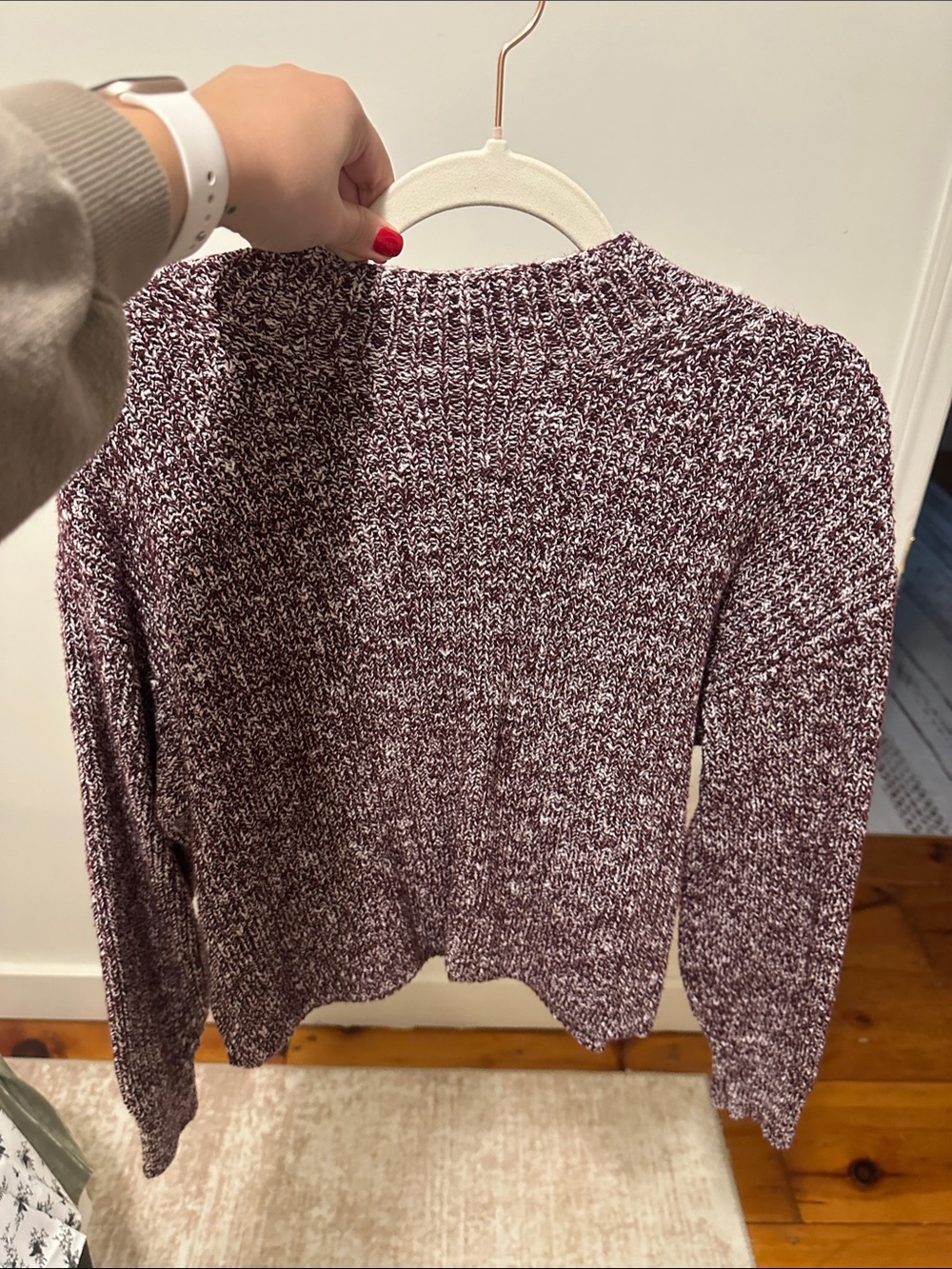 Old Navy Marled Plum & White Crew Sweater